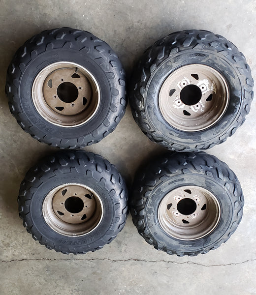 *2002-03 ATV Kawasaki Prairie 650 41009-1117 41009-1380 Tires Wheels Rims 4X4 4 Four-Wheeler AT25x8-12 AT25x10-12 KT191 KT195 Dunlop OEM